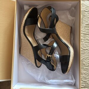 Michael Kors Black Women's leather wedge Sandals